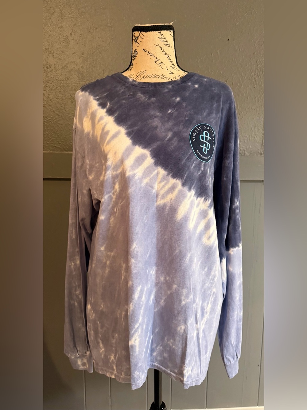Simply Southern Men's Tie-Dye Crewneck Sweater - Gray & Cream